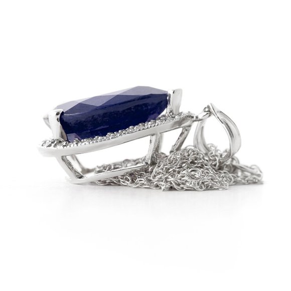 14K. SOLID GOLD NECKLACE DIAMONDS & SAPPHIRE - Picture 6 of 14